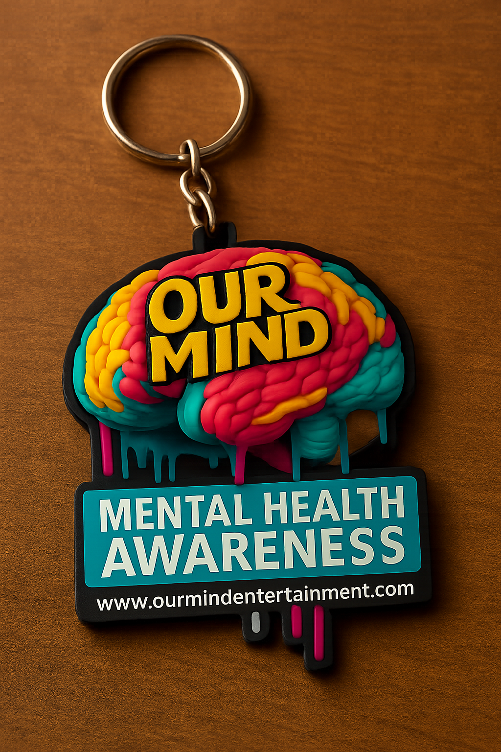 OurMind Mental Health Awareness Keychain - Close-up View